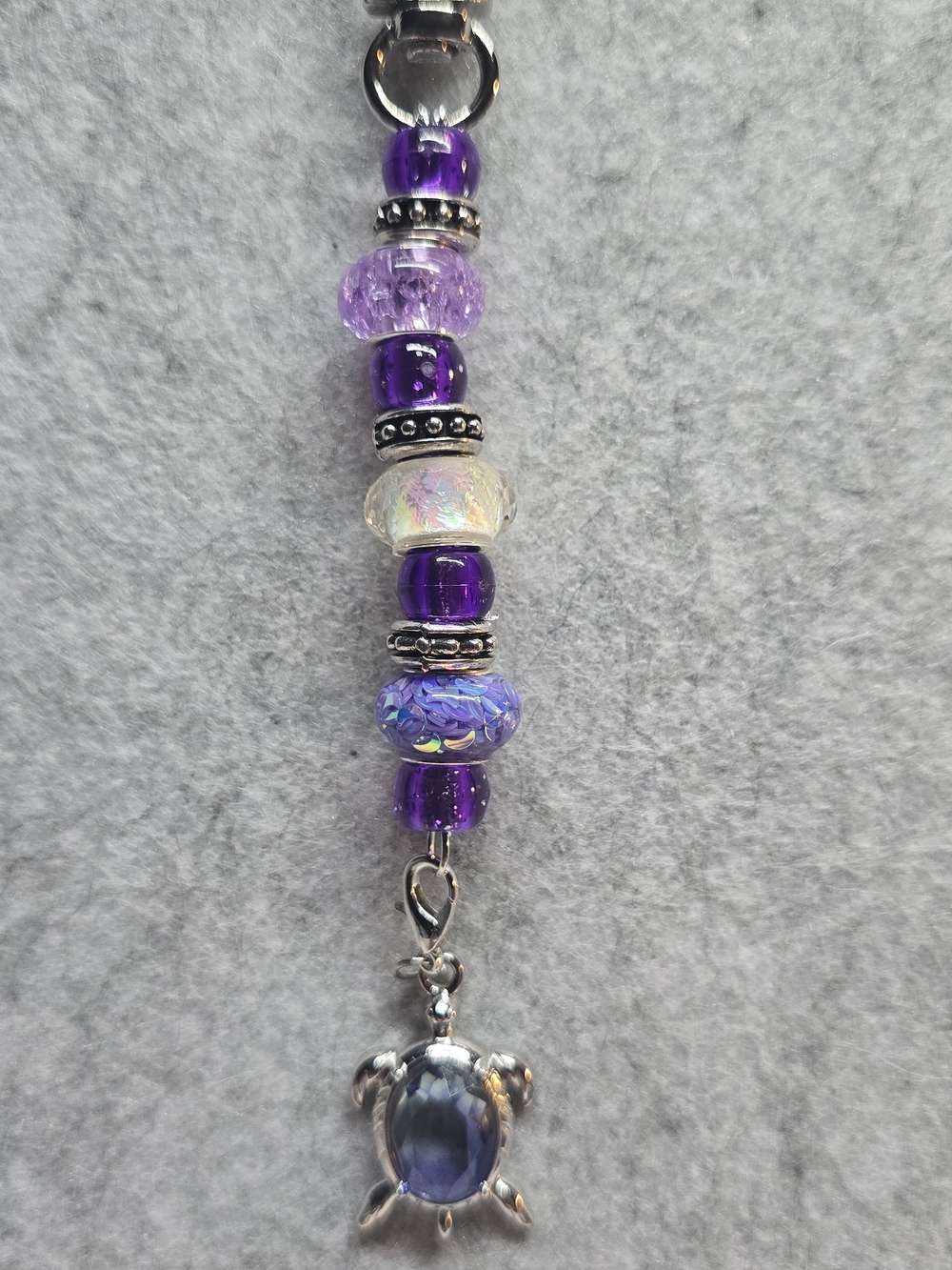 Purple Bead Turtle Charm Pendant